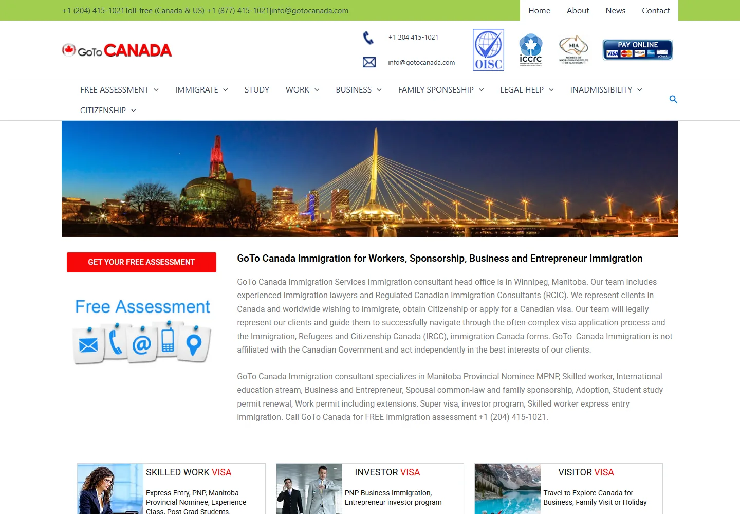 GoToCanada Immigration original website before the redesign